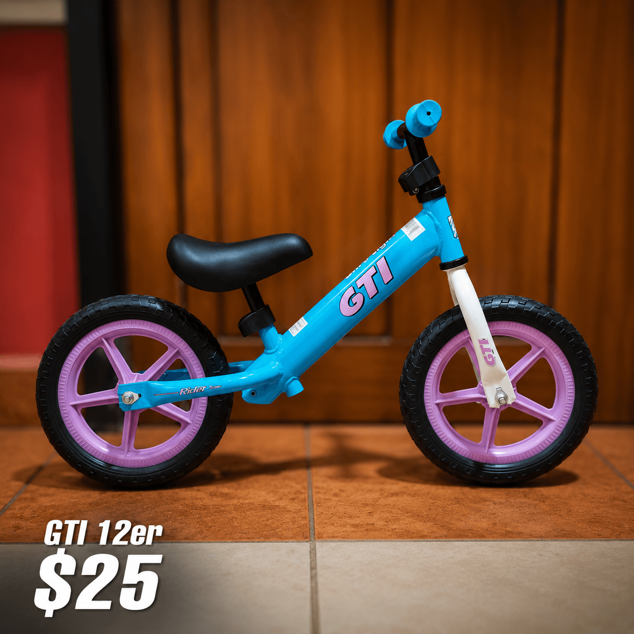 Bicicleta 12 RIDER Celeste/Rosado